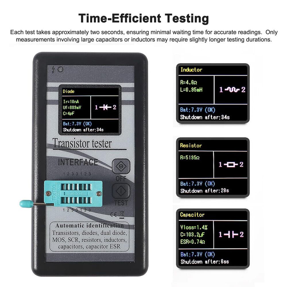 Transistor Tester Digital NPN PNP Diode Resistor Inductor Capacitance MOS Meter 5