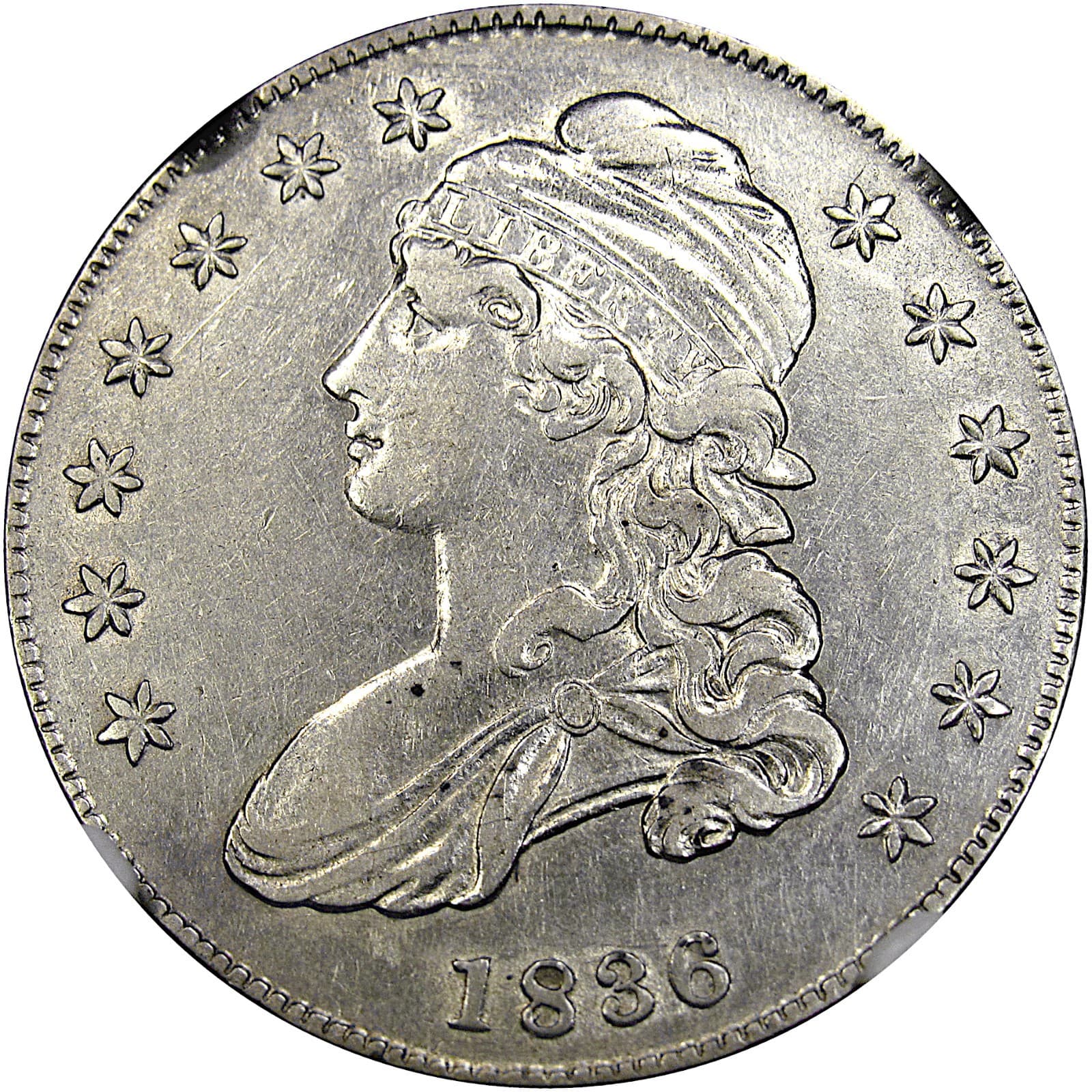 1836/1336 50C NGC XF45 O-108 CAPPED BUST ~ BRILLIANT SEMI-PL VARIETY!  VIDEO 2