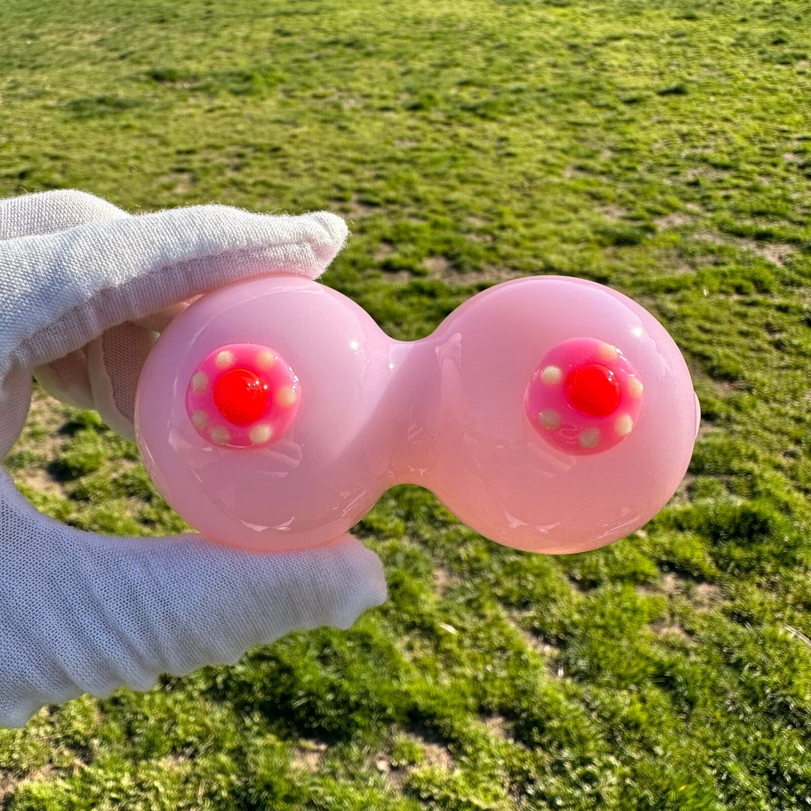 Pink Breast Glass Pipe Smoking Hand Spoon Pipe Tobacco Glass Smoke Bowl Gift 2