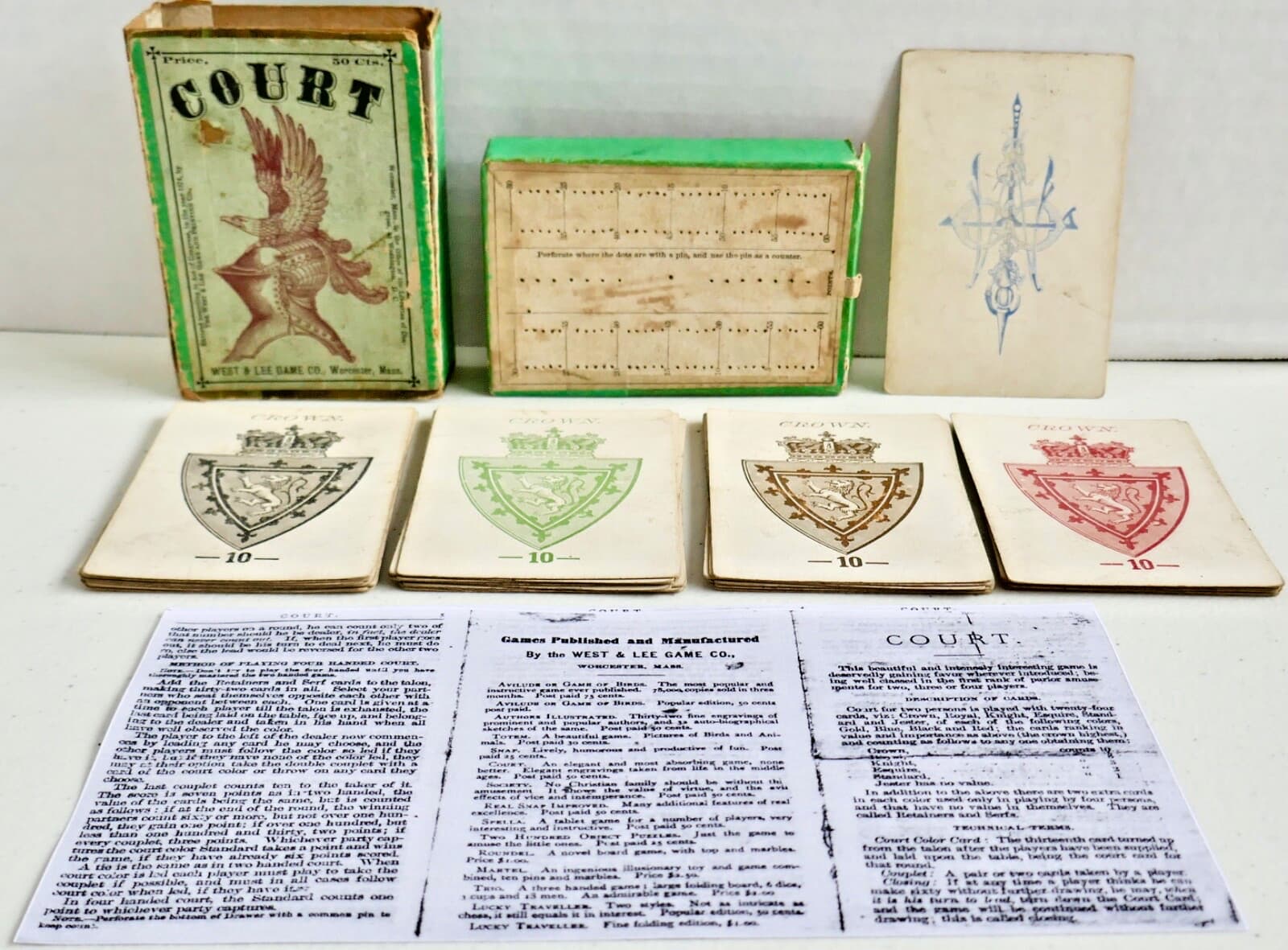 Seldom Seen Antique 1874 GAME OF COURT by WEST & LEE GAME CO. Worcester, Mass.