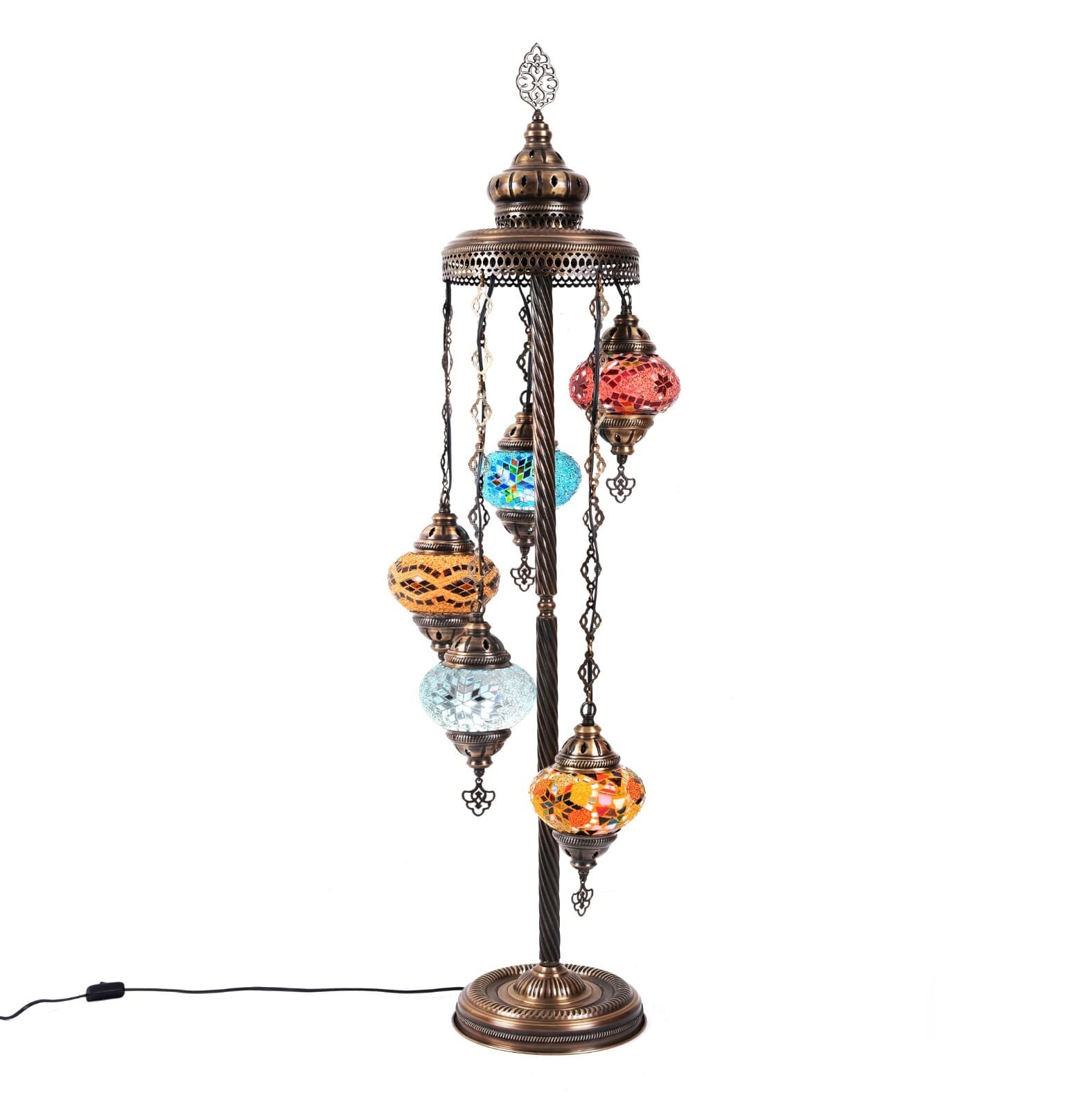 Turkish Floor Lamp, Moroccan Lighting, 5 Globe Mosaic Standing Lamp With Asylove 2