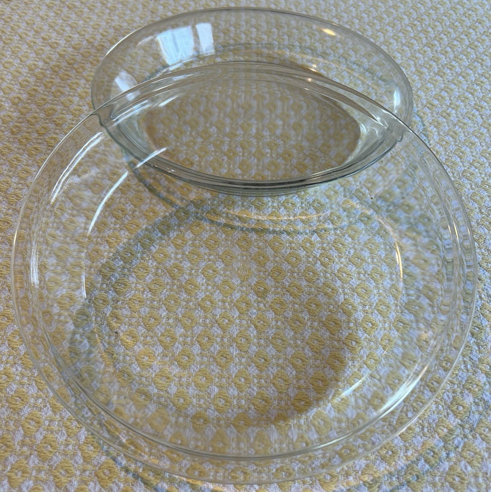 LOT of 2: Vtg PYREX 209 Clear Glass 9" Pie Plate Baking Dish Pan Flat Rim 9-1/2" 2