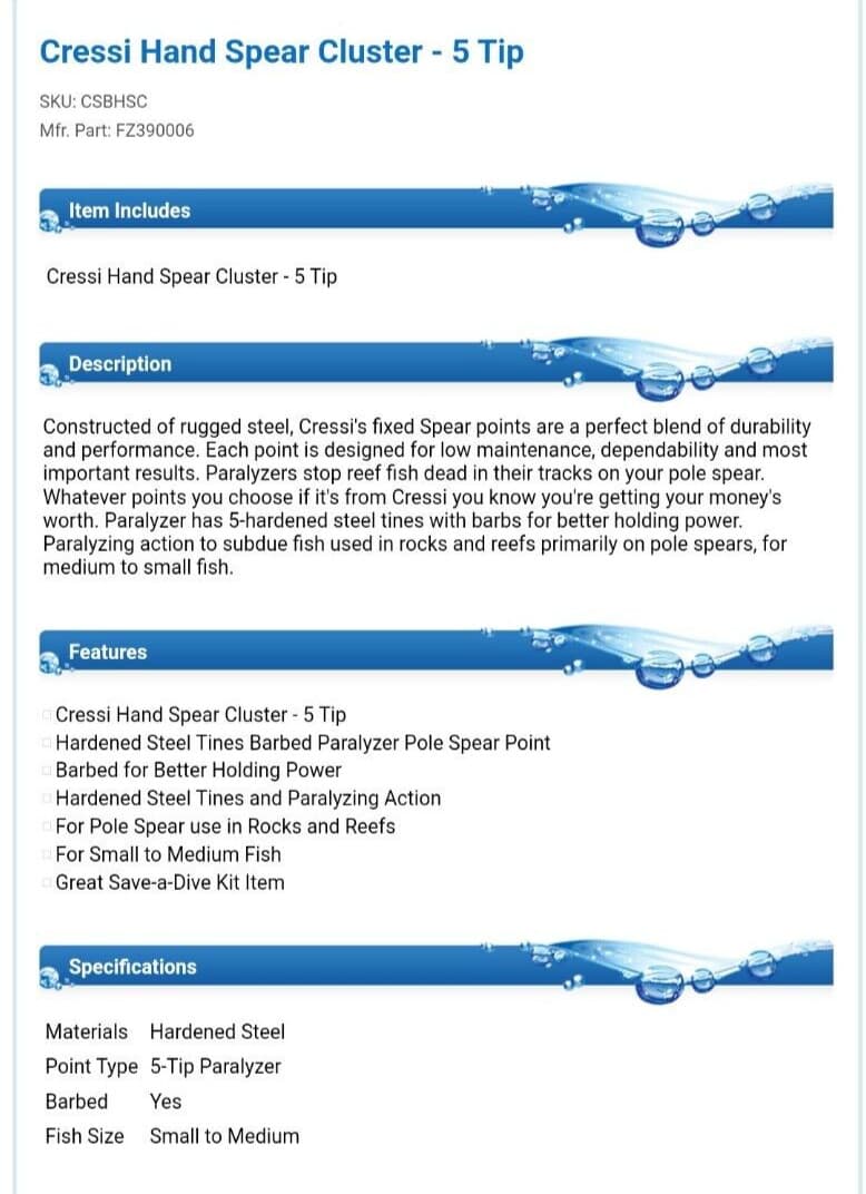 CRESSI HANDSPEAR CLUSTER SPEAR POINTS 2