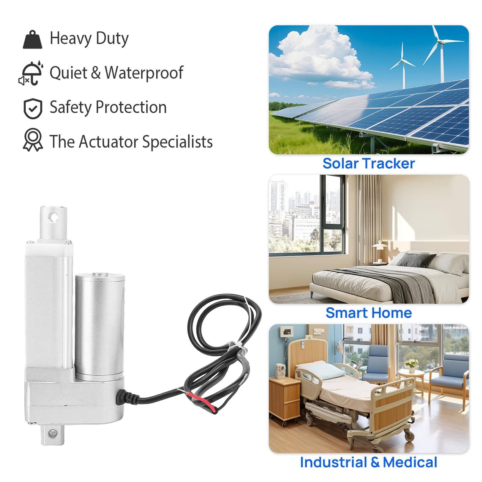 Linear Actuator Electric Motion Linear Actuator 1500N IP54 Water Proof 50mm 2