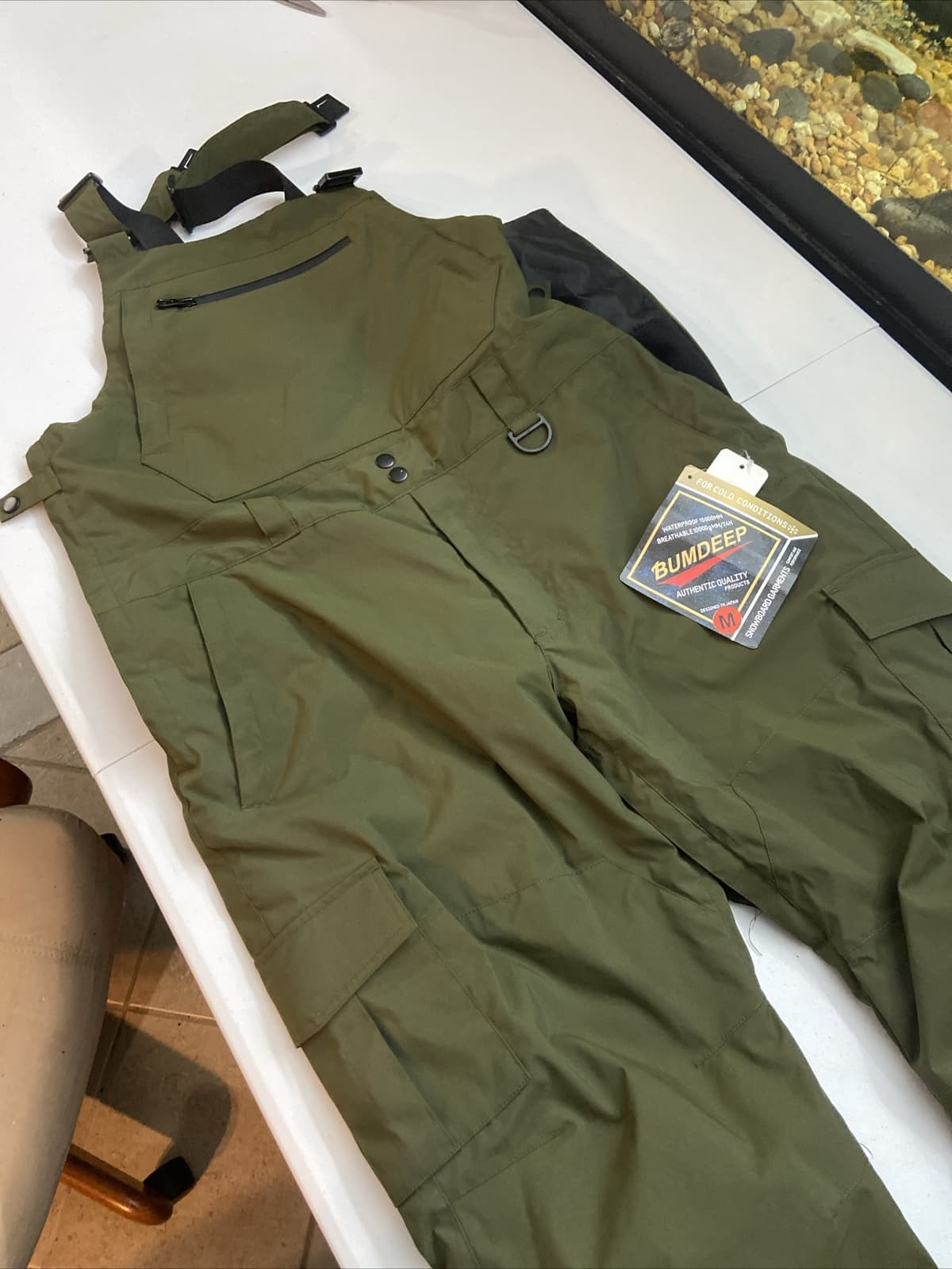 Bumdeep women's Snow Overalls Medium Green Snowboarding Ski 2