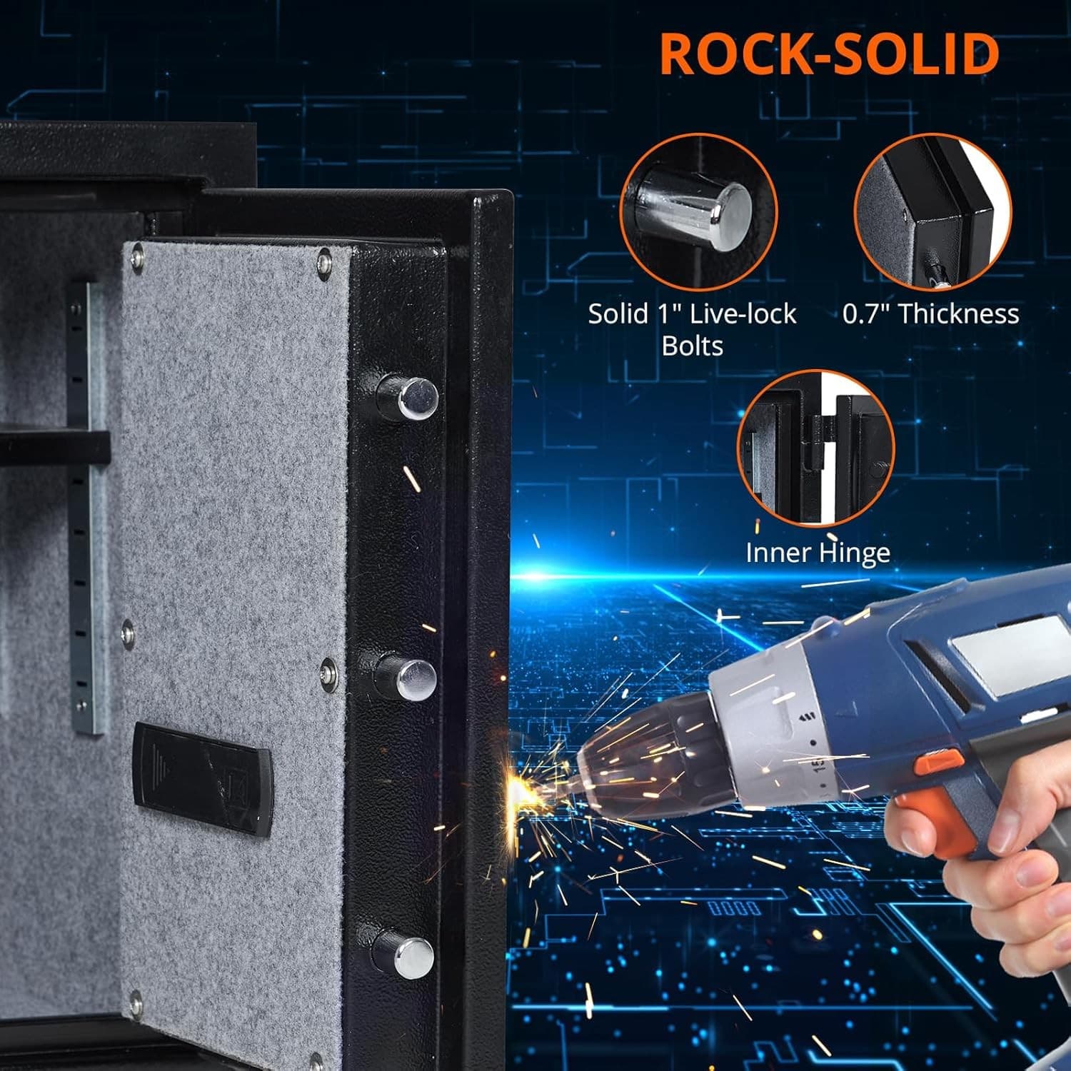 Large Fire proof Safe Box for HOME USE, 2 Cuft Digital Security Box with Keypad 6