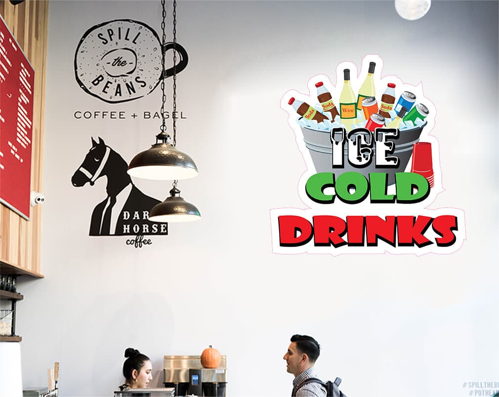 Food Truck Decals Ice Cold Drinks Style B Restaurant & Food Concession Sign Red 5