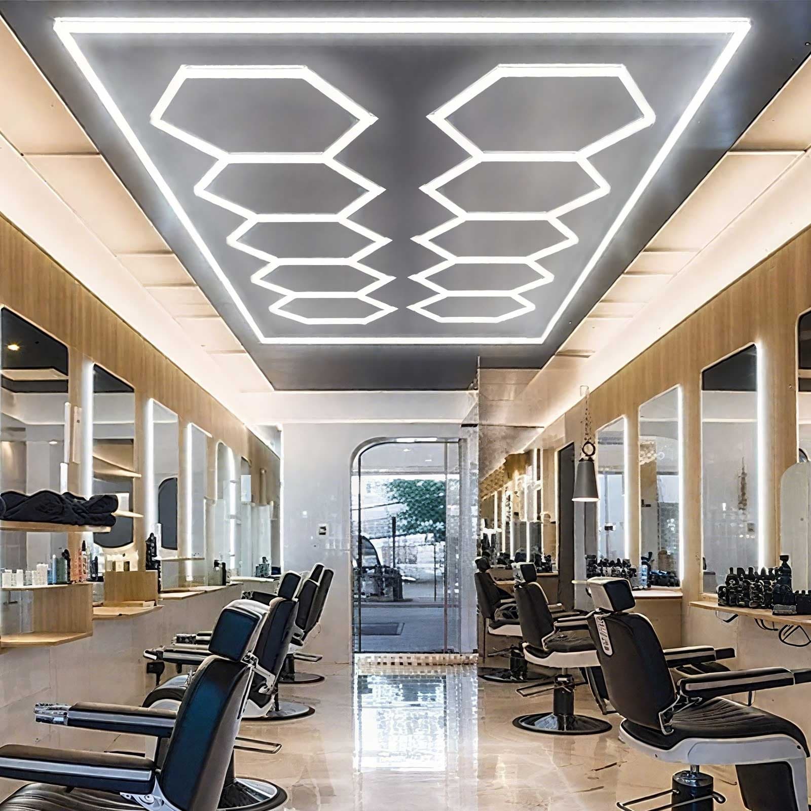 LED Hexagon Garage Lights 6500K Car Detailing Shop Light With Border for Garage 2