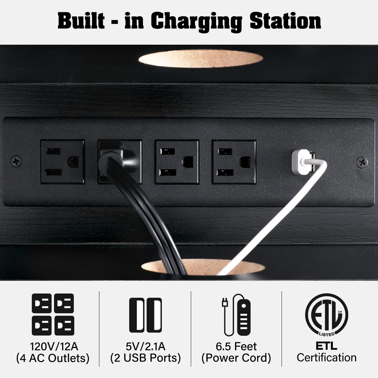 TC-HOMENY 29 Gallon Aquarium Stand Cabinet with Charging Station Fish Tank Stand 4