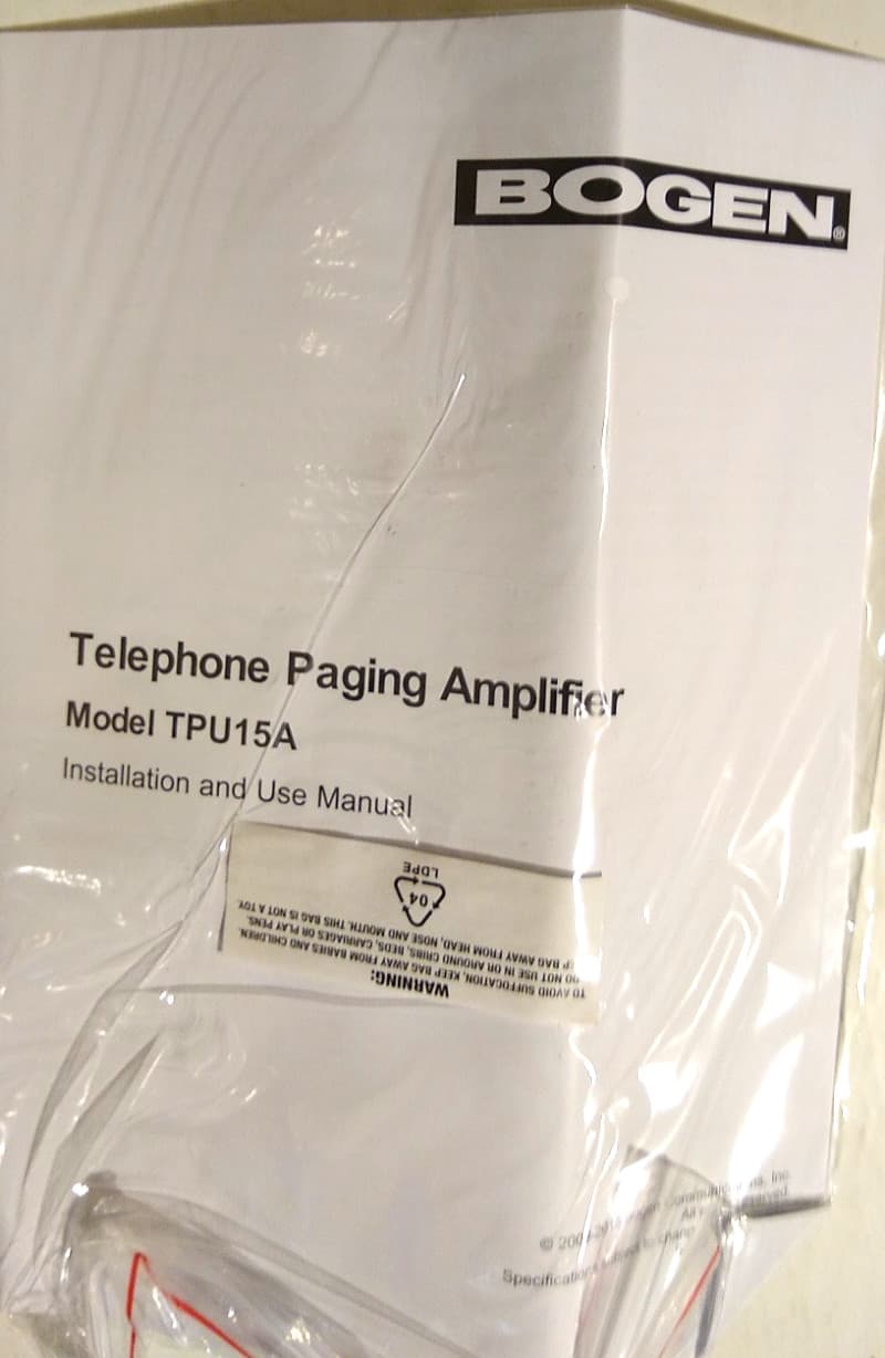 Bogen TPU15A Telephone Paging Amplifier 15 Watt 70V/25V TPU-15A 6