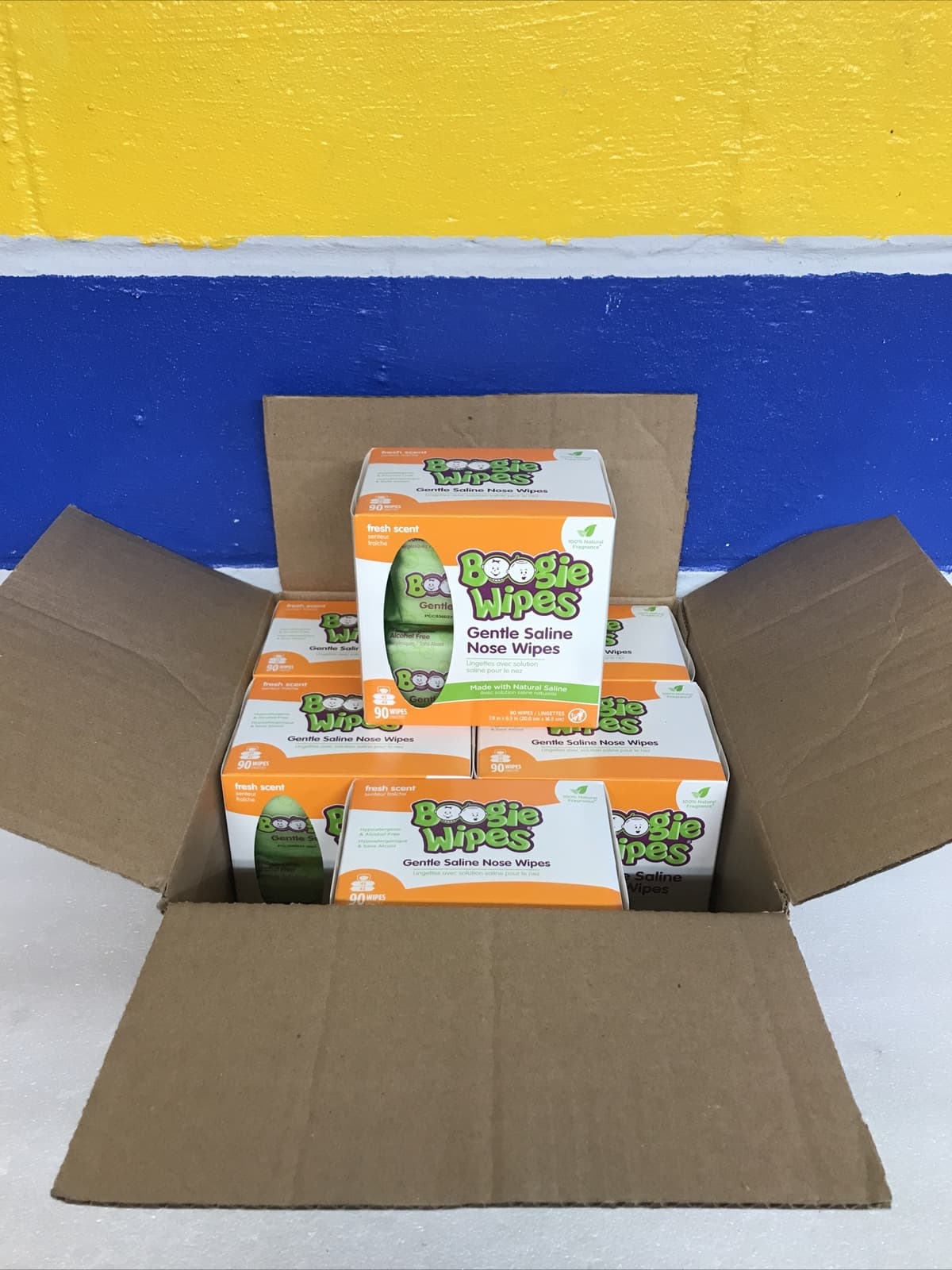 Boogie Wipes Saline Nose Wipes Fresh Scent 90 Count Box Lot Of 6 New Sealed