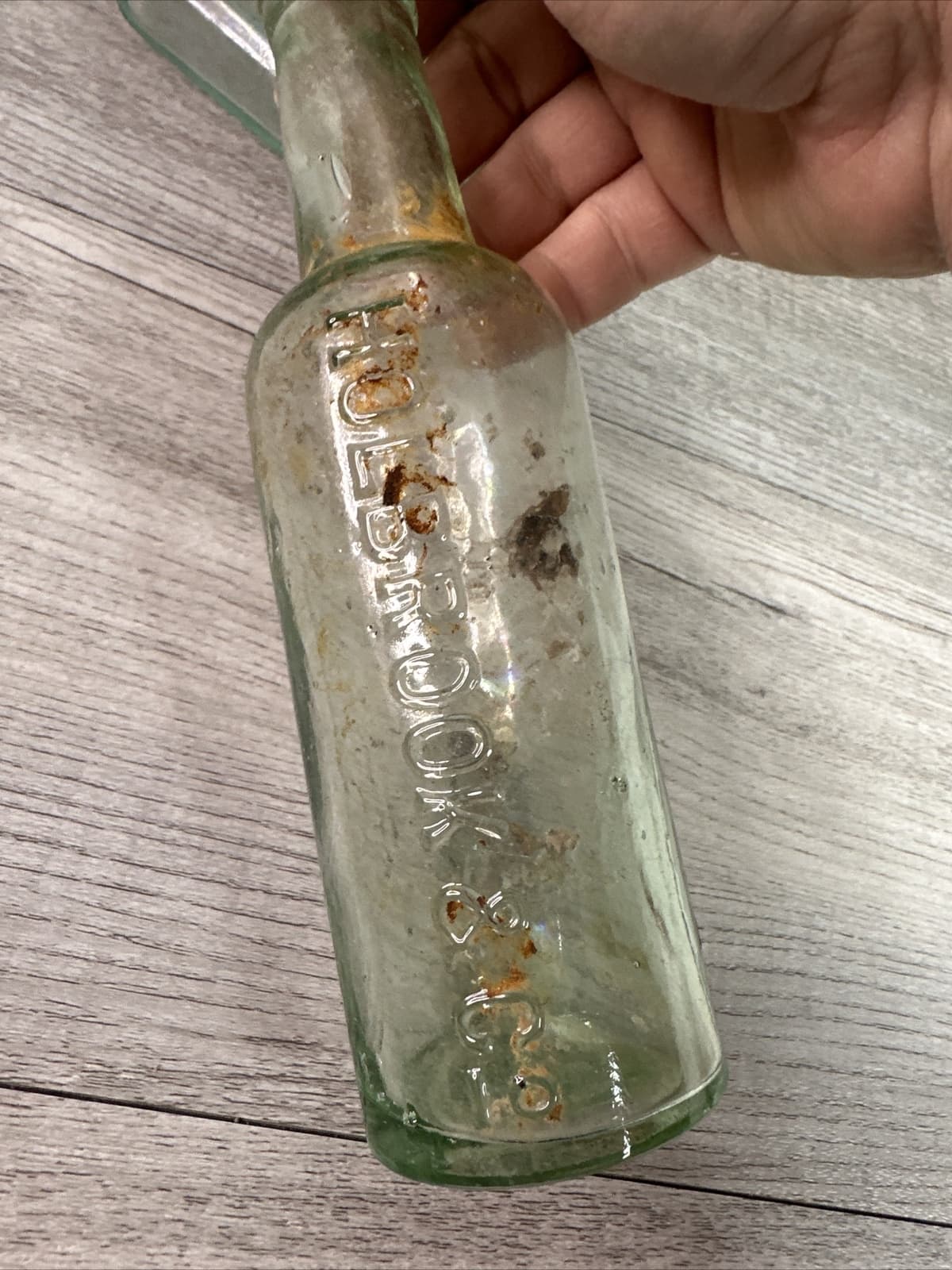 Vintage Lot of 3 Bottles Clear/Aqua Holbrook,  Burnetts Extract, Unbranded 3