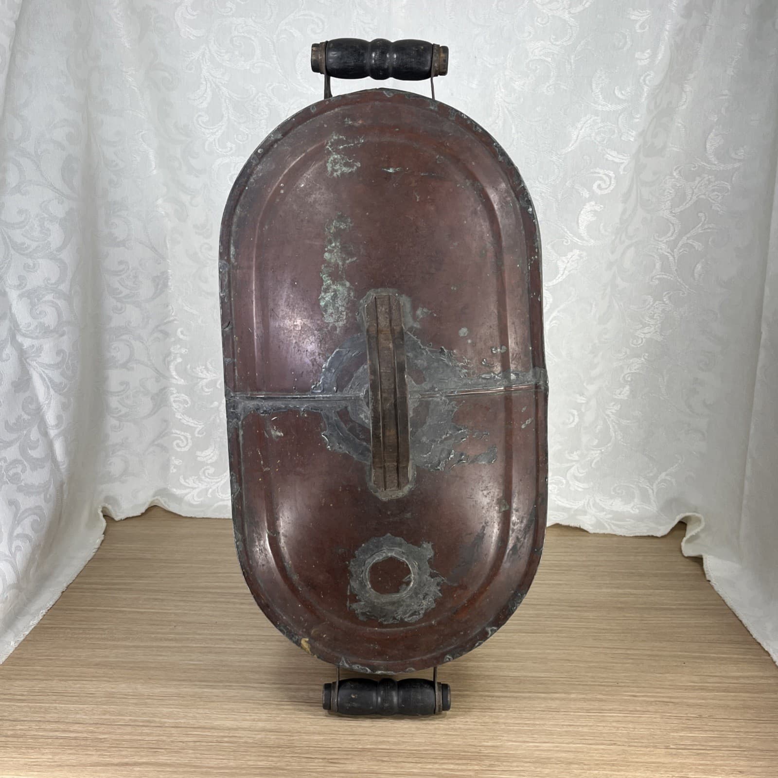 Antique Primitive Copper Boiler Wash Tub Pot/Canner Farm UNIQUE LID 26”L 2