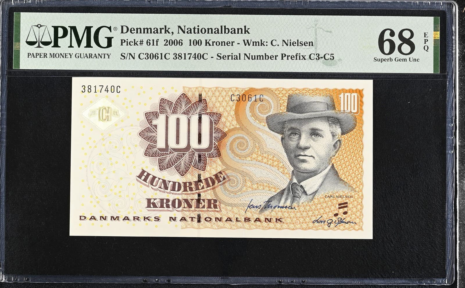 Denmark 100 Kroner 2006 P 61 f Superb Gem UNC PMG 68 EPQ TOP POP