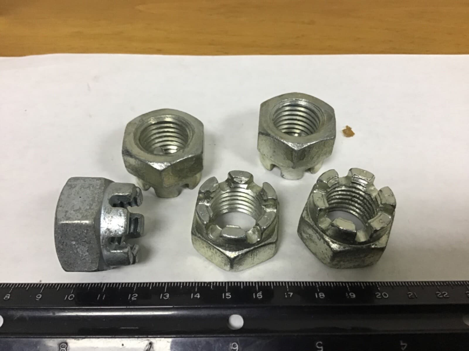 Qty (5) M20 Slotted (Castle) Nuts, Zinc Plated Steel