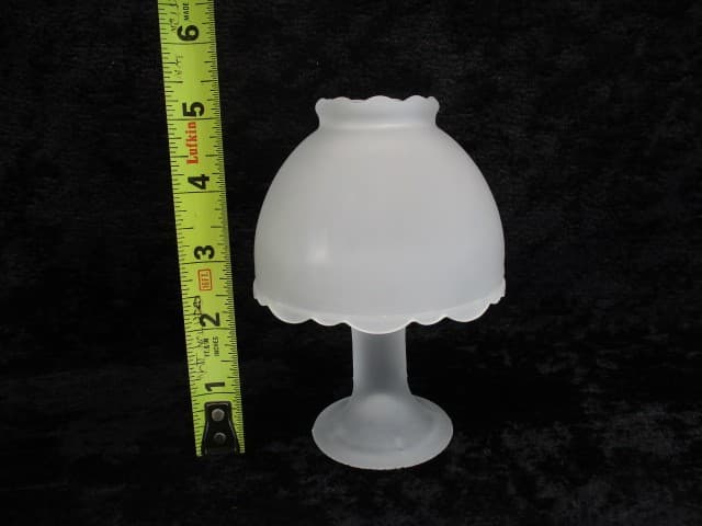 Frosted Glass Fairy Light Candle Votive Holder Scalloped Edges Made Taiwan LN EC 2