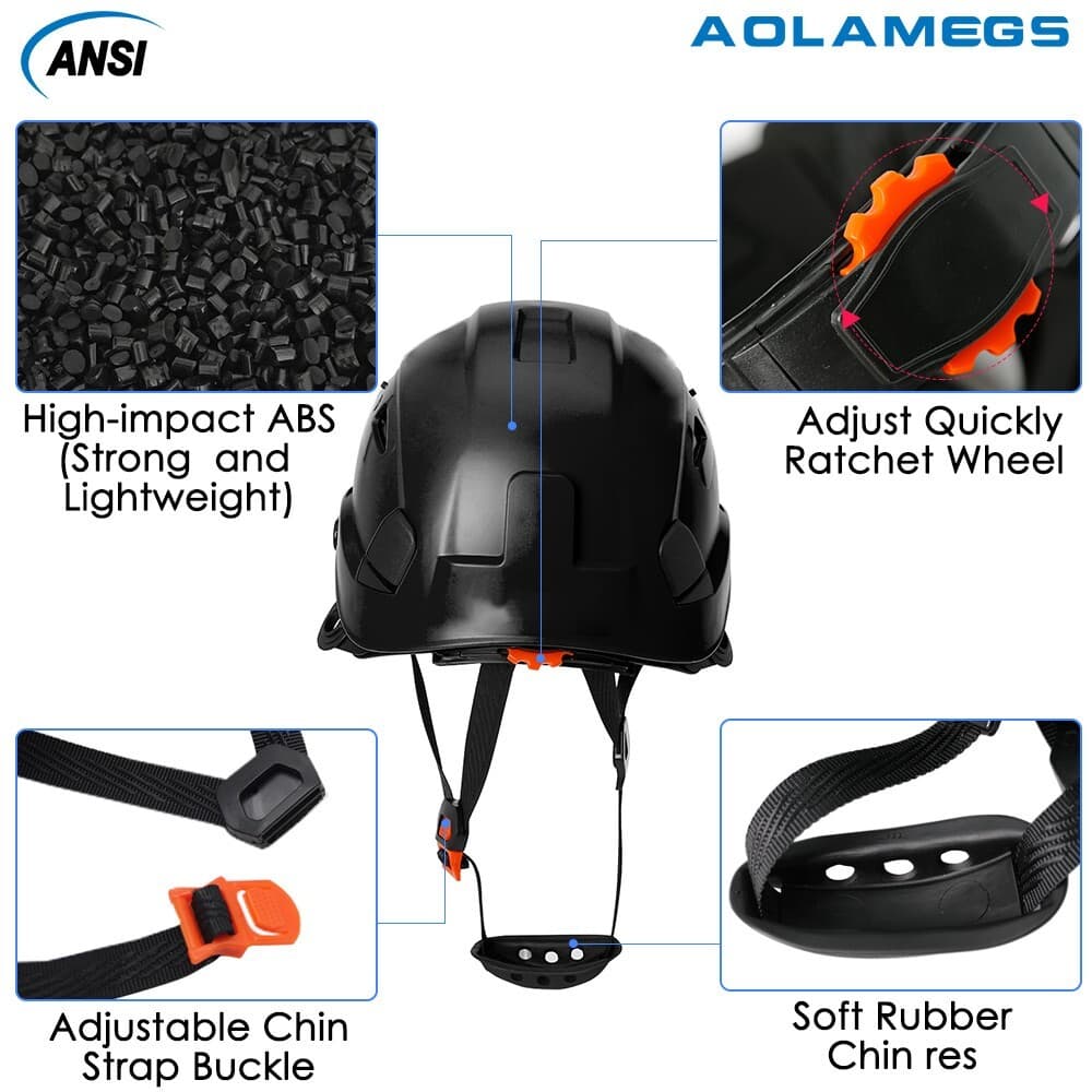 Construction Safety Helmet With Visor Built In Goggle ABS Hard Hat Work Cap ANSI 4