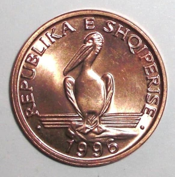 Albania Coin 1 lek Dalmatian Pelican Bird Animal Wildlife