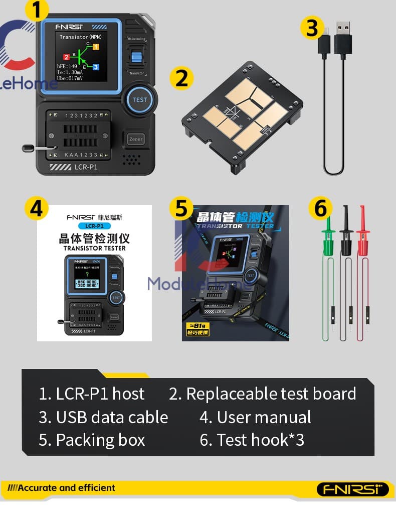 FNIRSI DSO153/DSO510 Oscilloscope Signal Generator /LCR-P1 Transistor Tester US 2