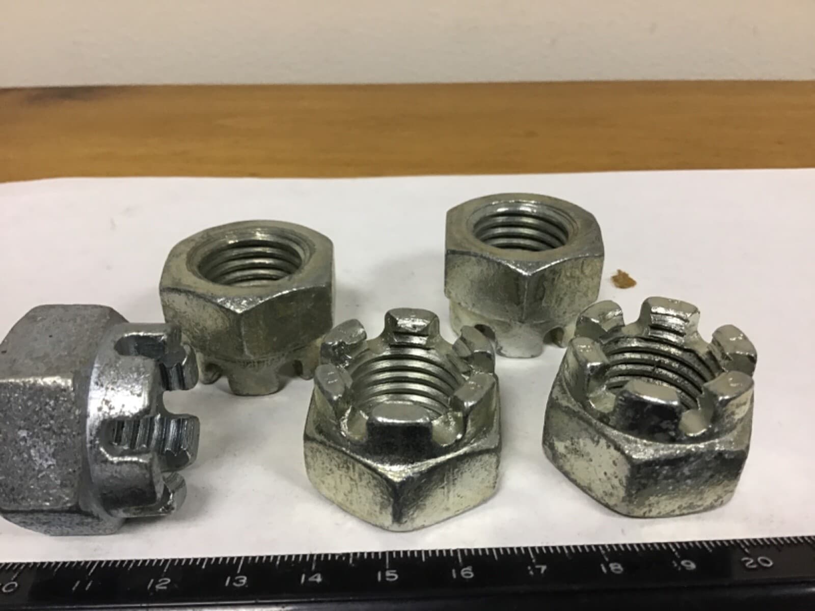 Qty (5) M20 Slotted (Castle) Nuts, Zinc Plated Steel 2