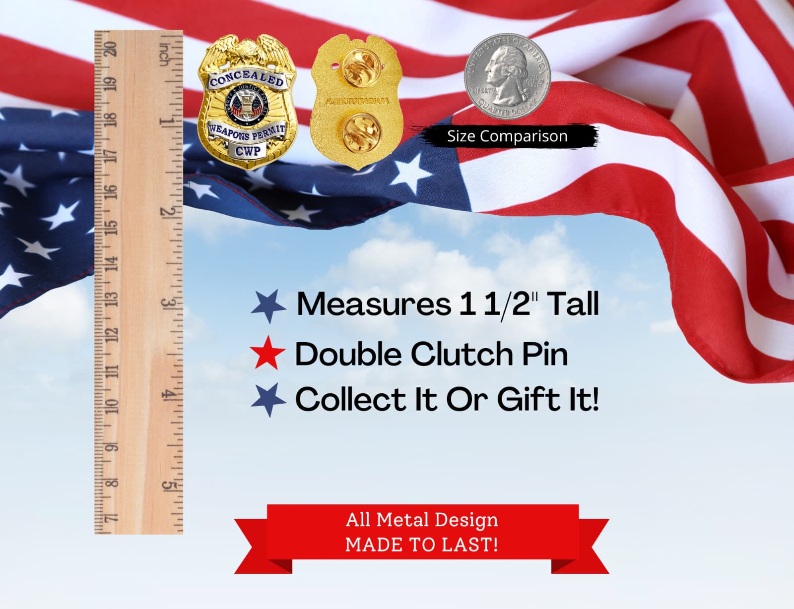 Concealed Weapon Permits Pin - Second Amendment Novelty - Eagle Patriotic Pin 2