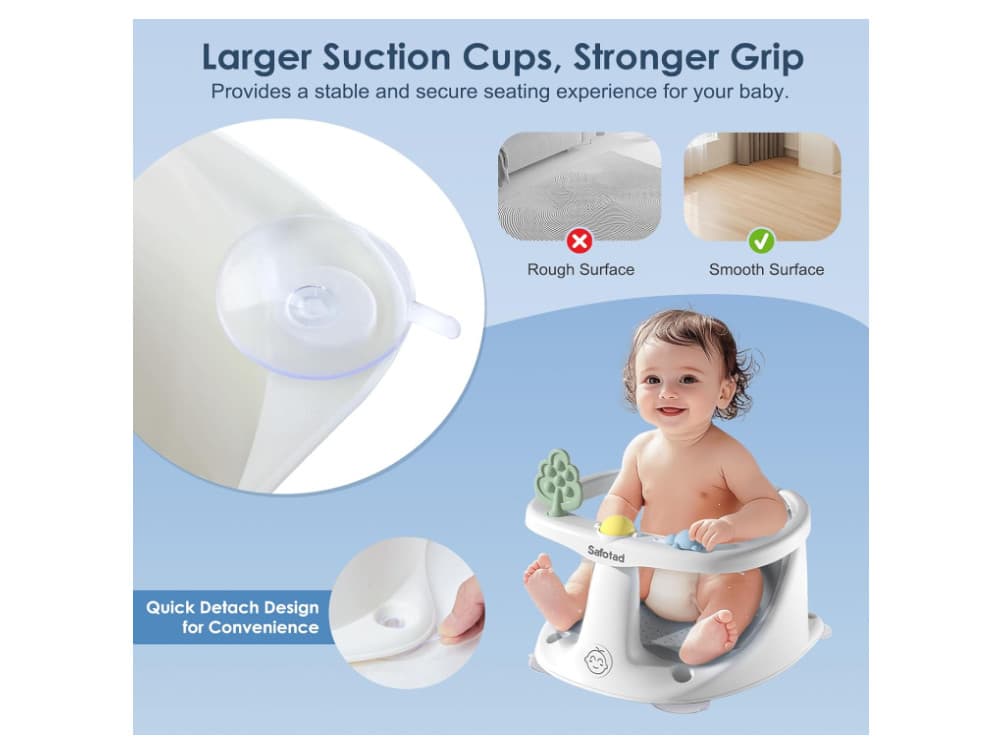 Asiento de baño para bebés de 6 meses en adelante, asiento de seguridad para bañ 3