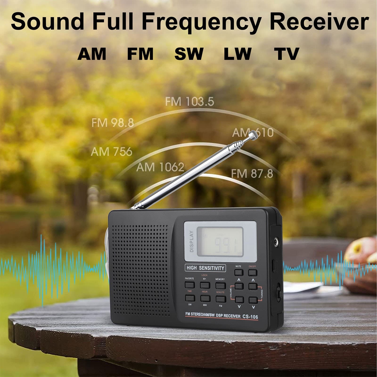 Portable Digital Full Frequency Radio AM/FM/SW/MW/LW Band Receiver w/ Headphones 2
