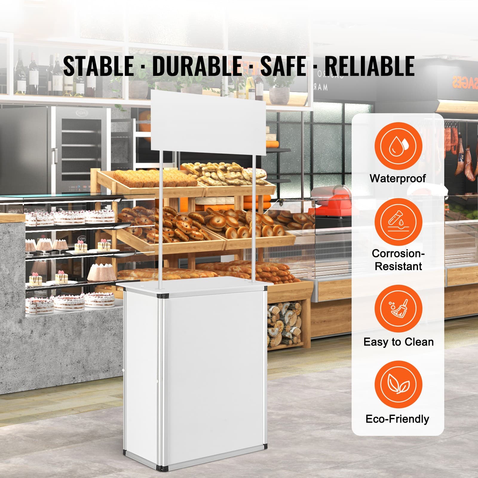 Uimoso Trade Show Display Podium Table Counter Stand 30.91x14.96x71.46" Folding 2