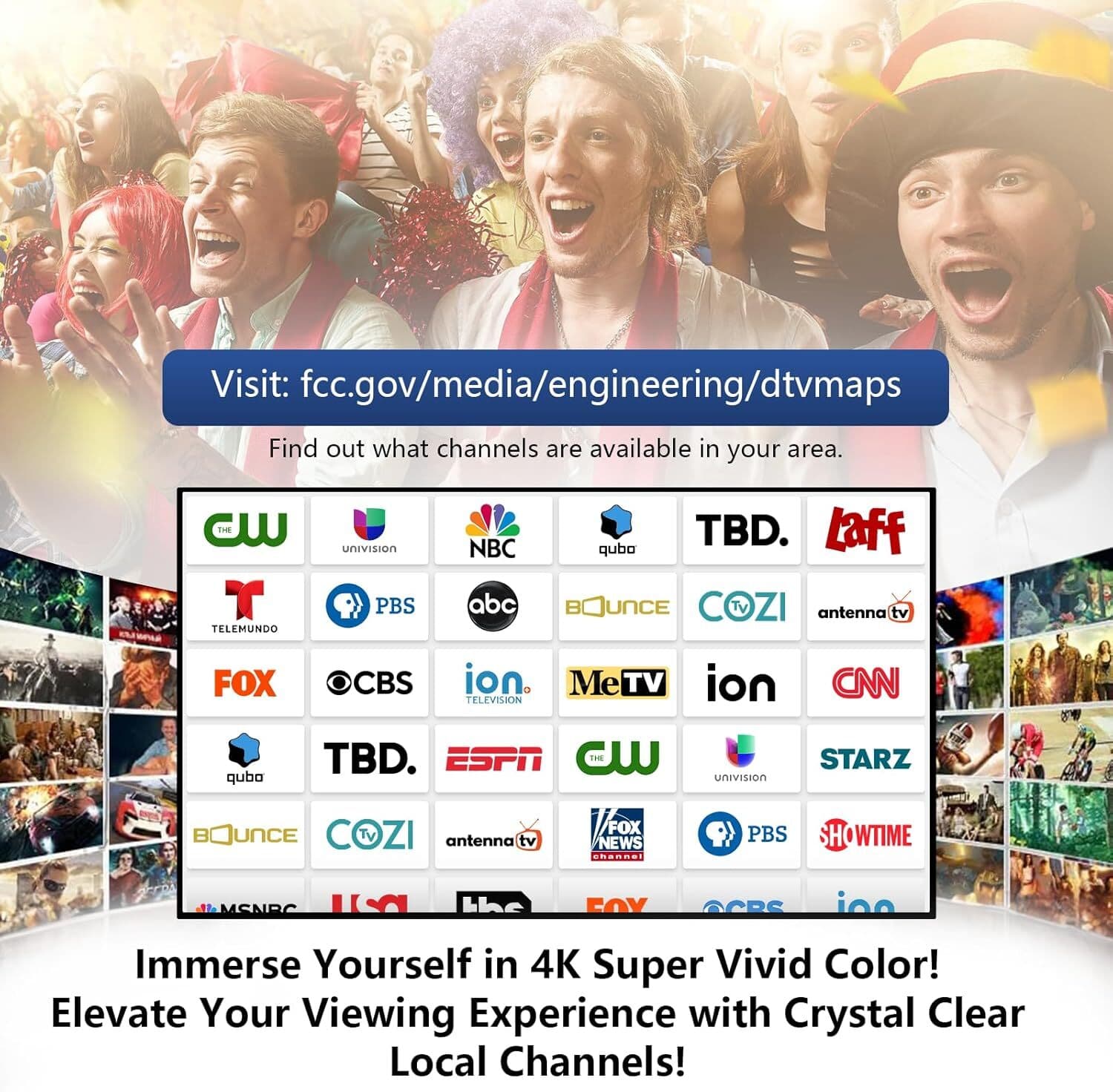 Antena De TV Television Digital Para TV Para Interior HD Canales Gratuitos 1080P 3