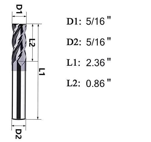 New 5 PCS  5/16"X 2-1/2" 4 FLUTE LONG CARBIDE END MILL - TiALN COATED 2