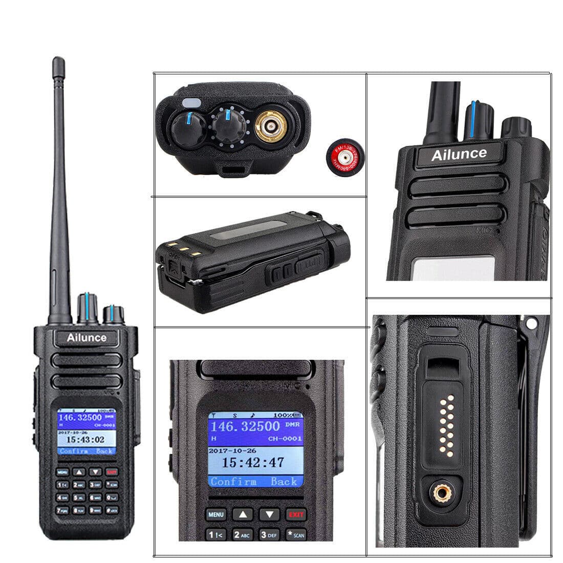 Ailunce HD1 GPS DMR Handheld Walkie Talkie Ham Radio Transceiver & Mic & USB 3