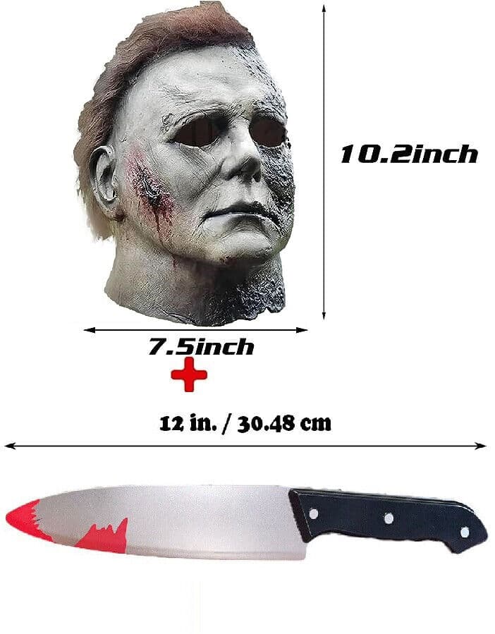 Michael Myers Mask w/Blood Knife 2 pieces Set Scary Horror Cosplay Costume Prop 2