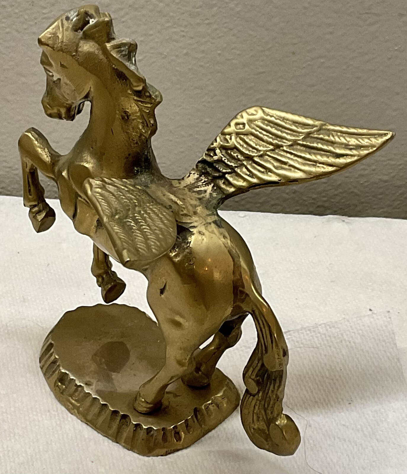 Brass Pegasus Statue Flying Winged Mythical Horse Flowing Mane Fantasy. 7" 5