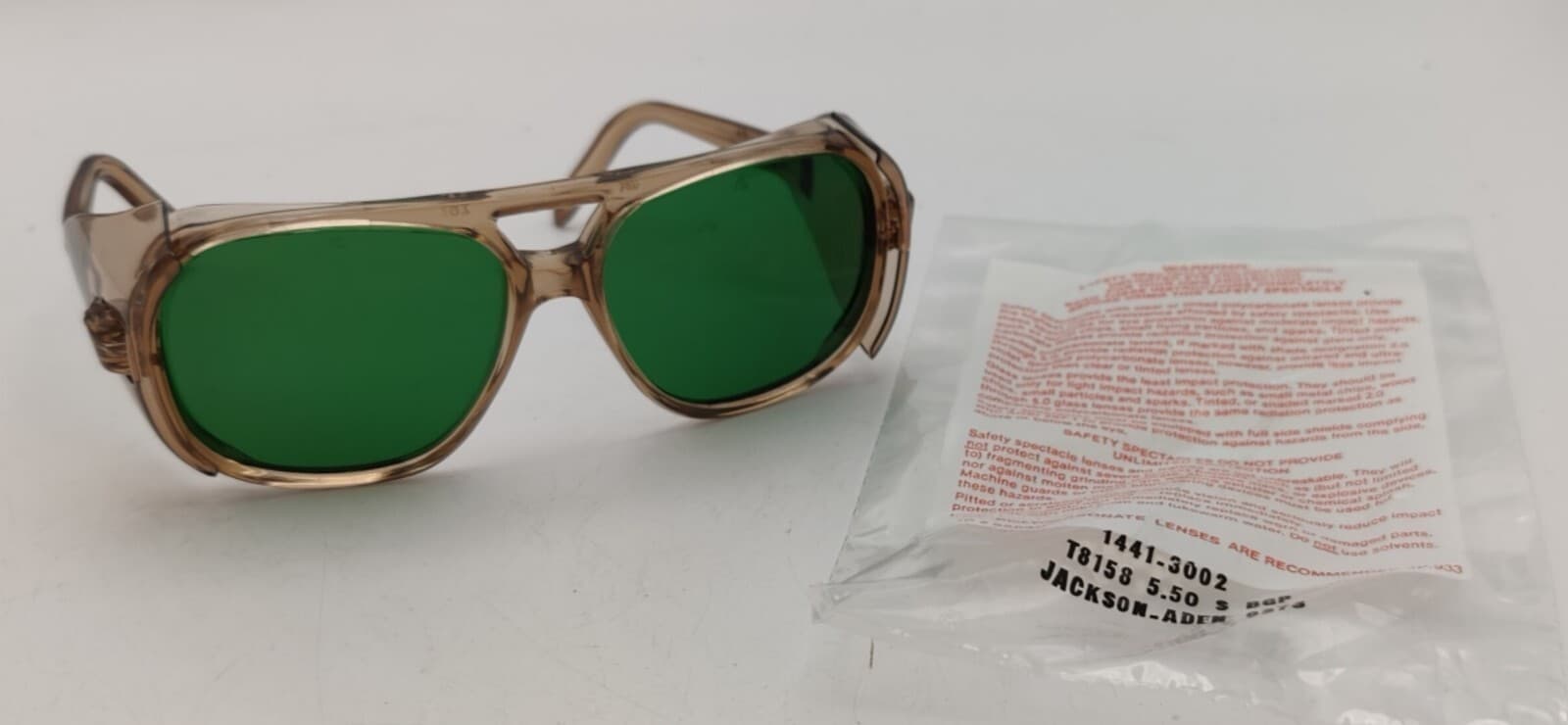 Vintage New Old Stock ADEN Safety Glasses w/ Side Shields Green Lens Very Cool!