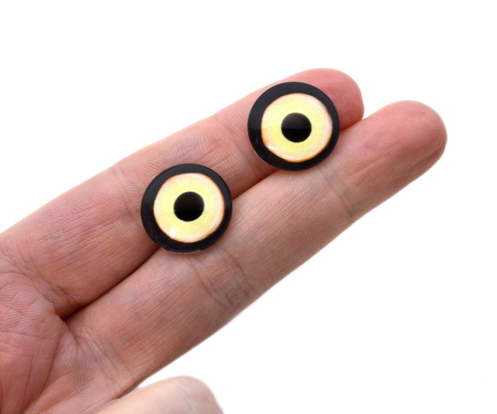 Pair Yellow Heron Bird Inspired Glass Eyes Jewelry Taxidermy Flatback Cabochons 5