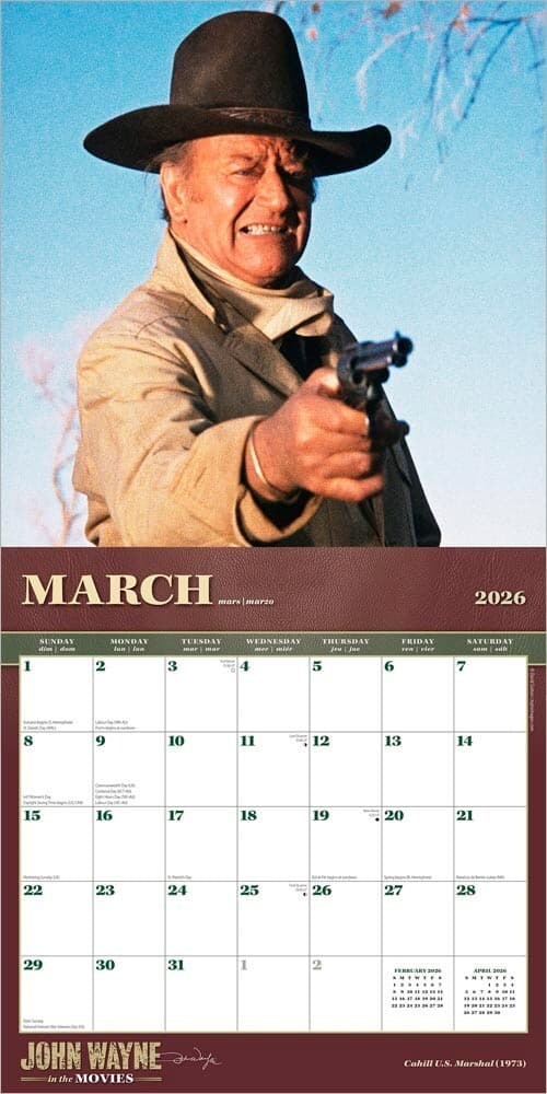 John Wayne in the Movies OFFICIAL | 2026 12x24" Wall Calendar | Plastic-Free 3