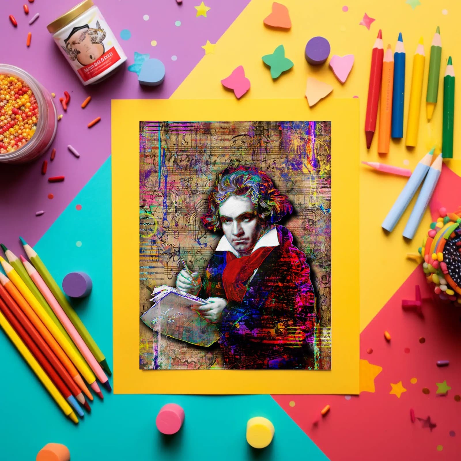 Ludwig Van Beethoven 16x24in Poster, Beethoven Tribute Pop Art Free Shipping US 2