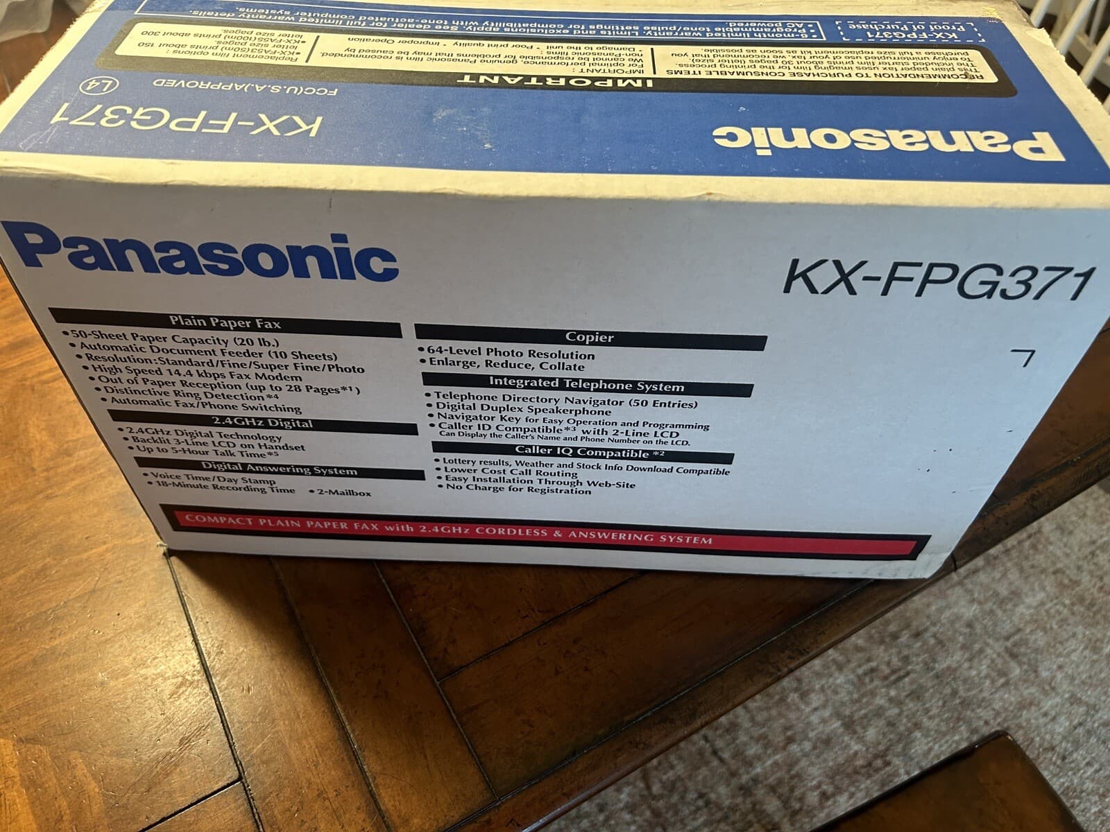 Panasonic KX-FPG371 Plain Paper Fax Machine (w/2.4Ghz Cordless Phone) Voice Mail 4
