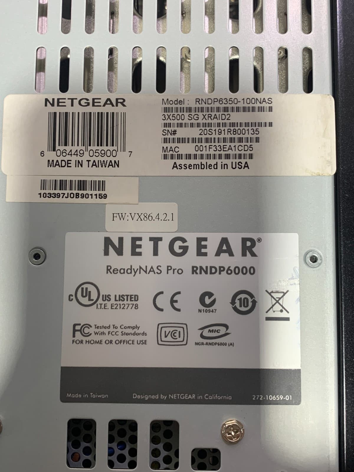 LOT OF 2:  NETGEAR ReadyNAS PRO ADVANCED NETWORK STORAGE RNDP6000 - NO HDD READ 3