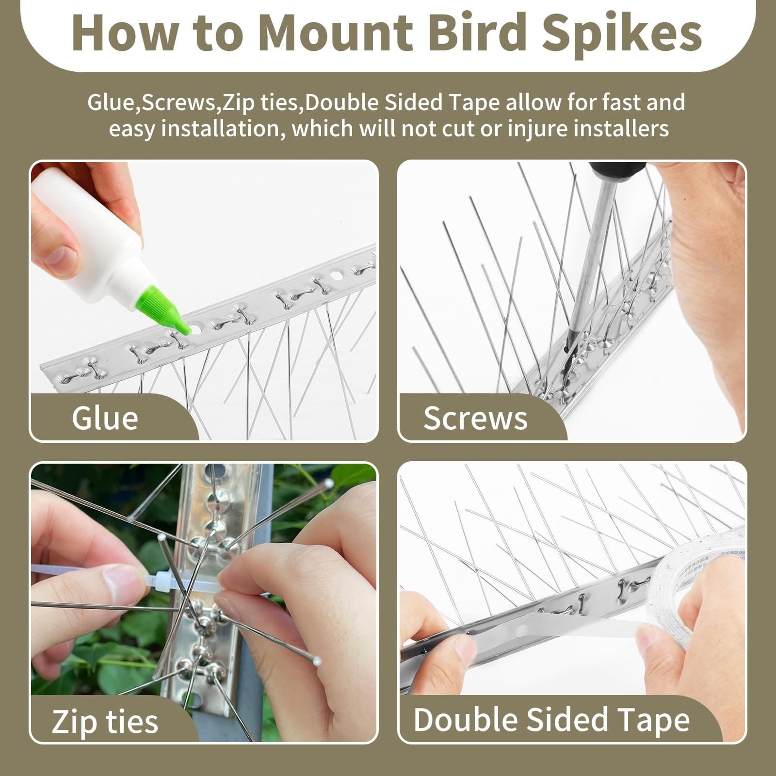 Stainless Steel Bird Spikes 3.3FT, Bird Spikes for Outside to Keep Birds Away... 5