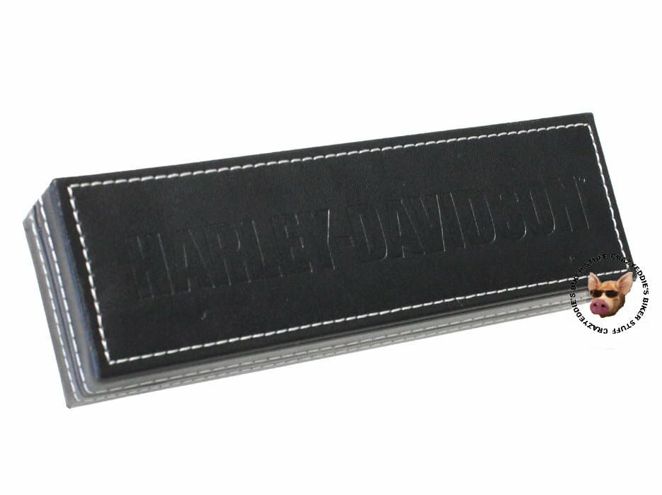 HARLEY-DAVIDSON® CHECKERED WRITING PEN NEW IN EMBOSSED LEATHER GIFT BOX 4