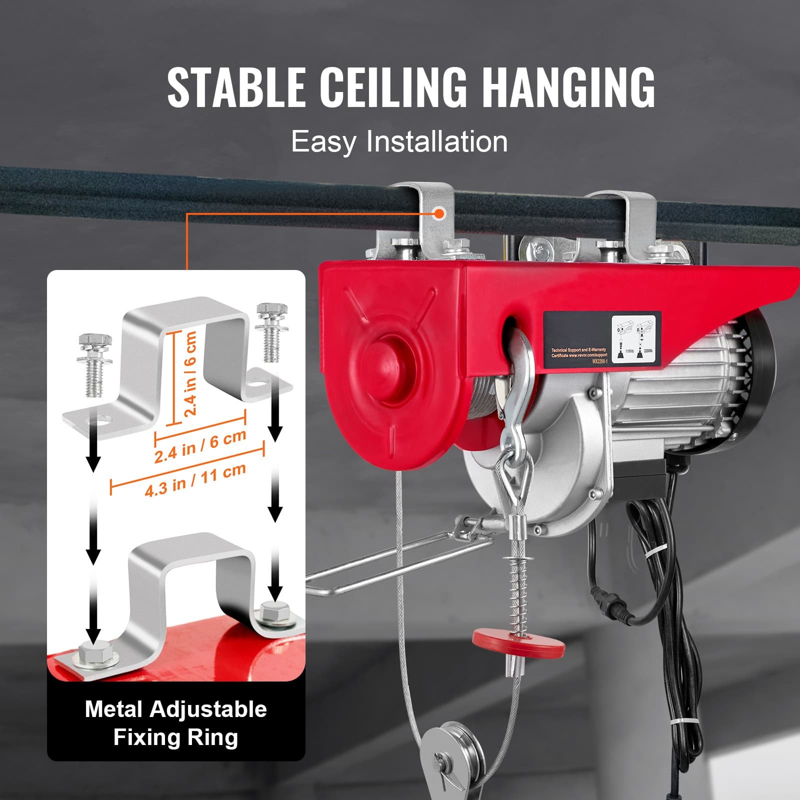 Uimoso Electric Hoist 2200lb Crane Winch with Wireless Remote Control 1600W 110V 6