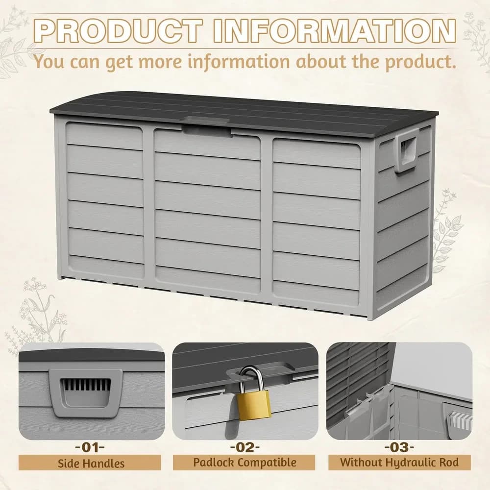 SUNCROWN 75 Gallon Weatherproof Resin Outdoor Storage Deck Box for Furniture 5