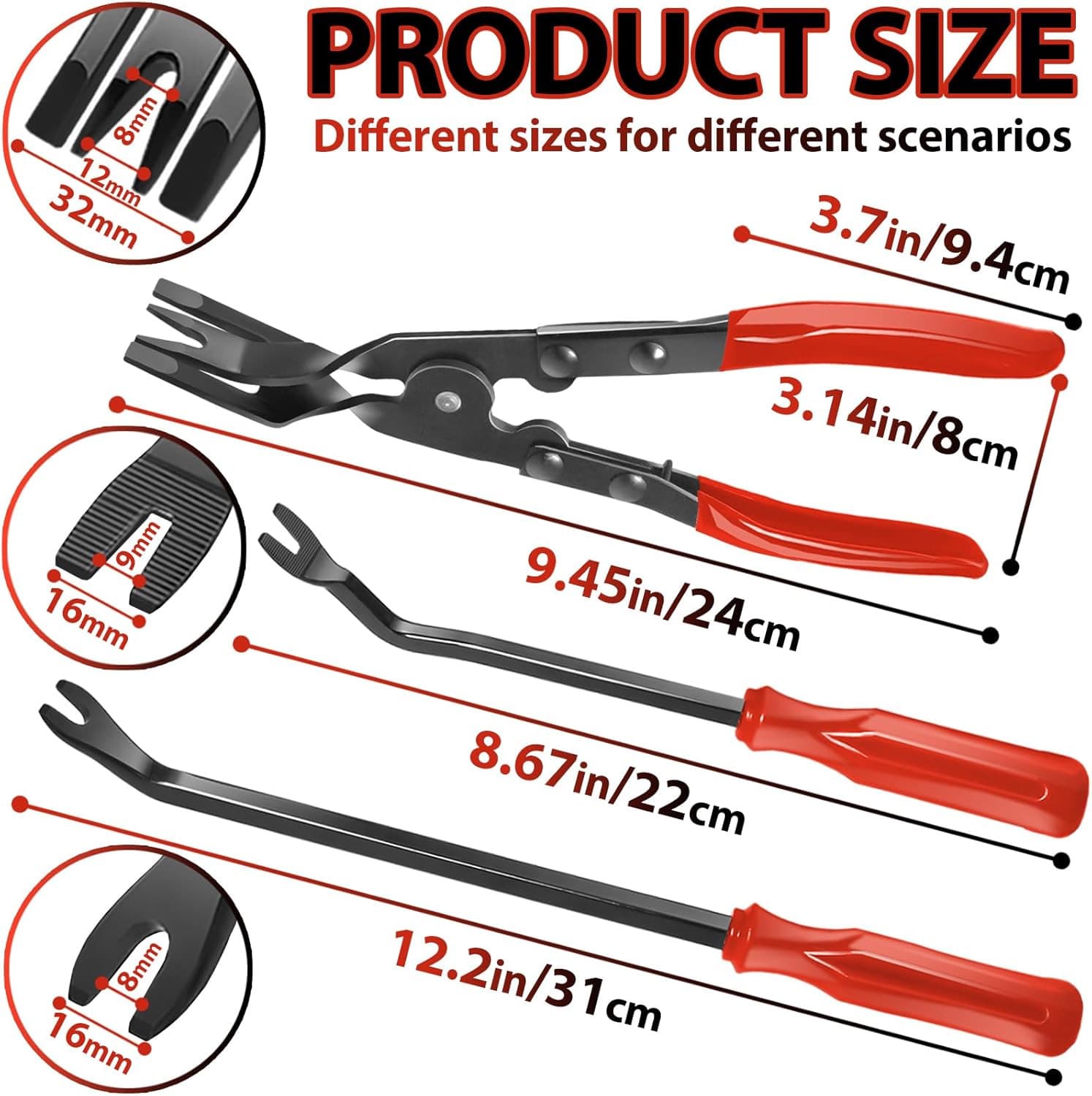 3 Pcs Auto Clip Pliers Set and Fastener Remover,Car Trim Rivet Removal Pry Tool 3