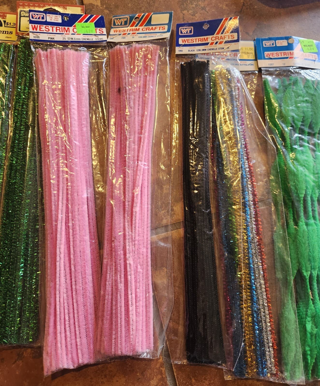 NOS VTG Chenille Stem, Bump, & Glitter Pipe Cleaner Lot 13 Packs Westrim Darice 4