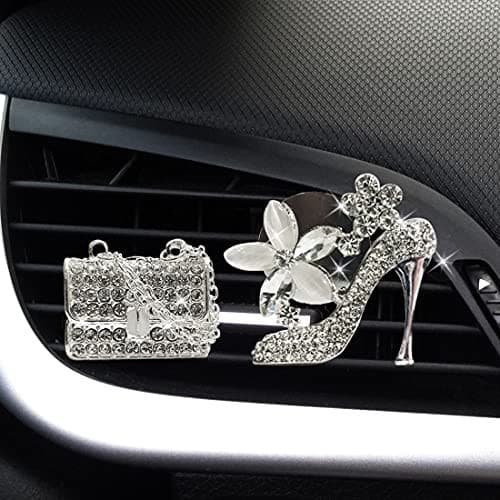 LHEVEN Crystal High Heel Shoe & Magic Bag Car Air Vent Clip 2 Count (Pack of 1) 4