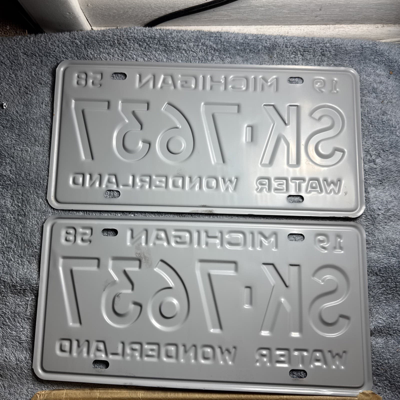 1958 Michigan License Plate Pair SK-7637 Water Wonderland 6