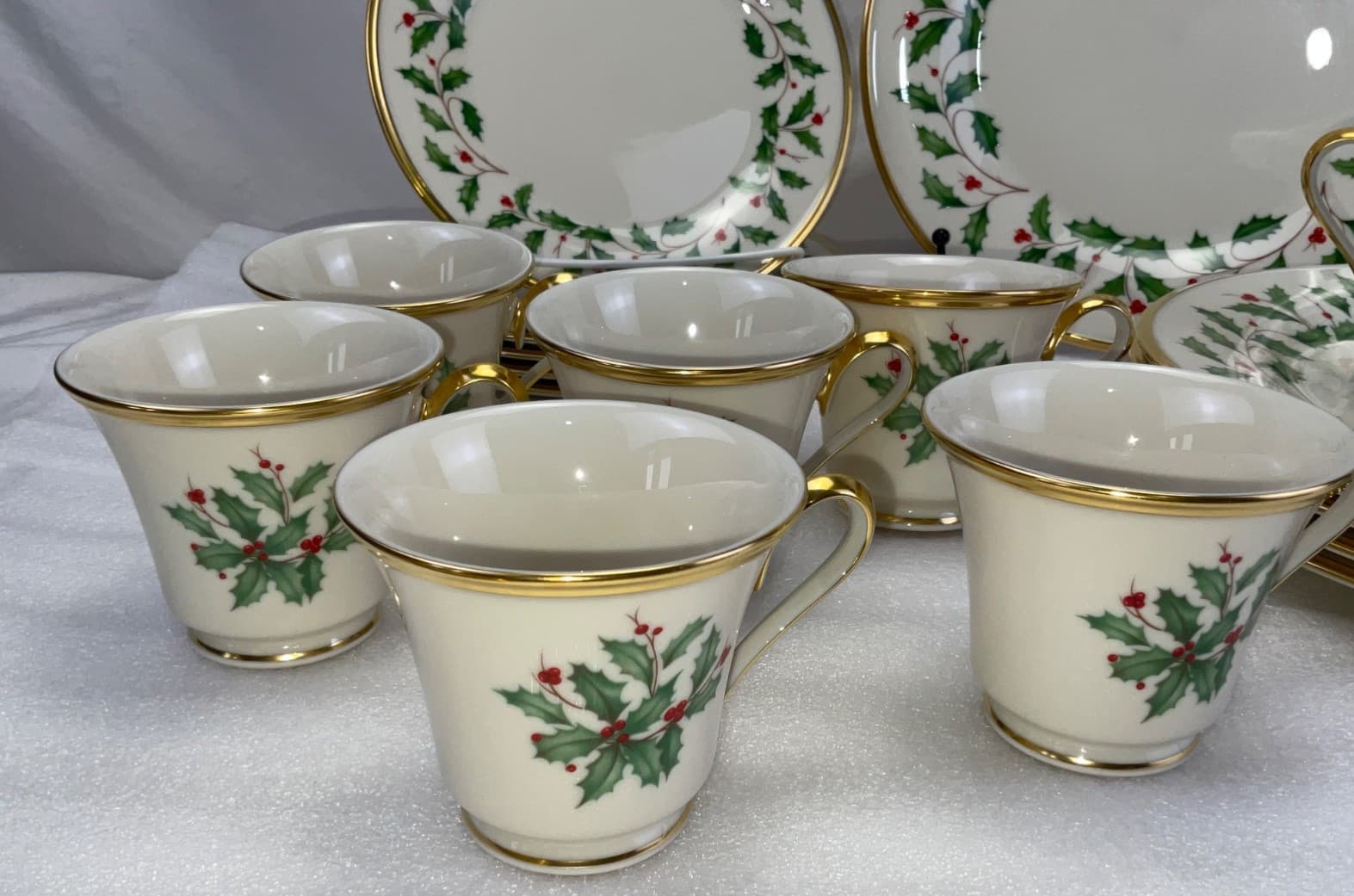 Lenox China Holiday Set Service For SIX  26 pc Holly Wreath Dimension Collection 5