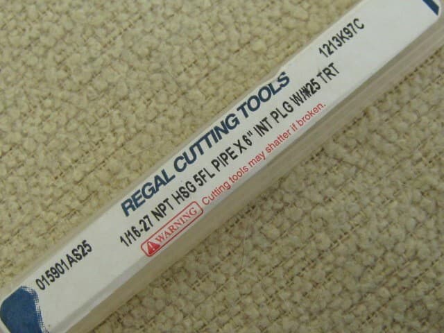 Regal 1213K97C - 1/16-27 x 6in NPT Interrupted 5fl Tin Coated Pipe Tap 5