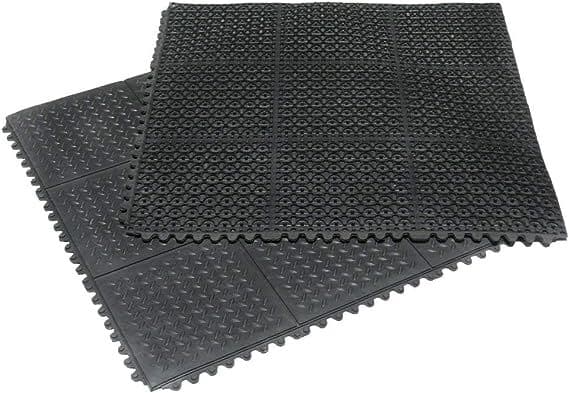 Rubber-Cal "Revolution Diamond-Plate" Interlocking Rubber Tiles 5/8 x 36 x 36 in